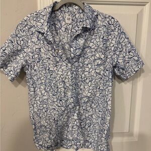 GAP Kids Blue and White Floral Button Down Shirt